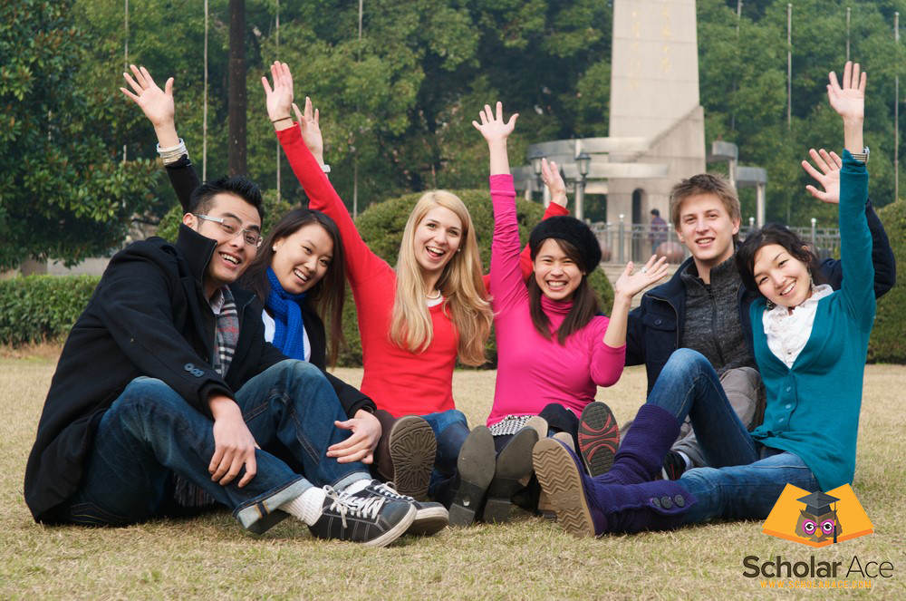 group of international students enjoying