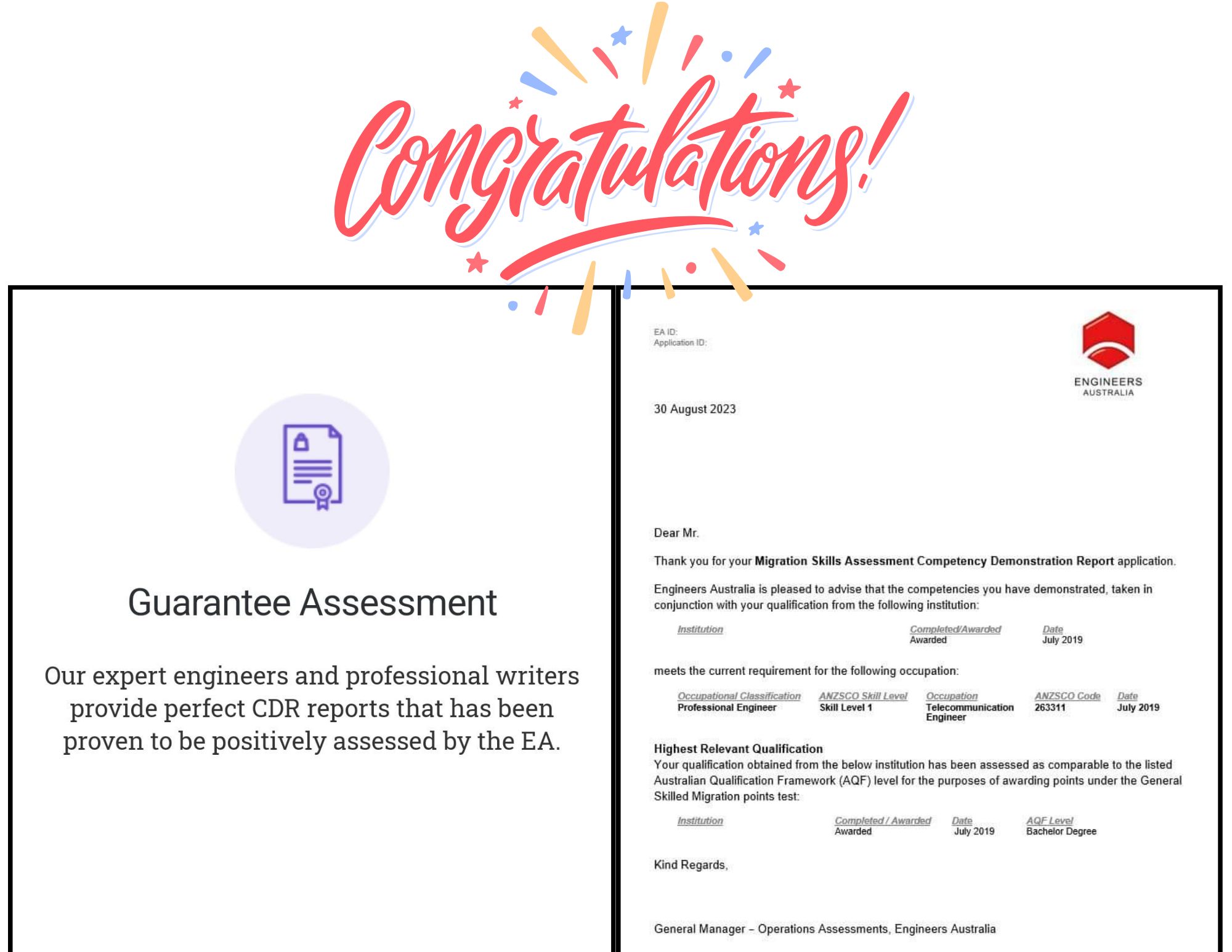 EA APPROVAL POSITIVE FEEDBACK APPROVED CDRs